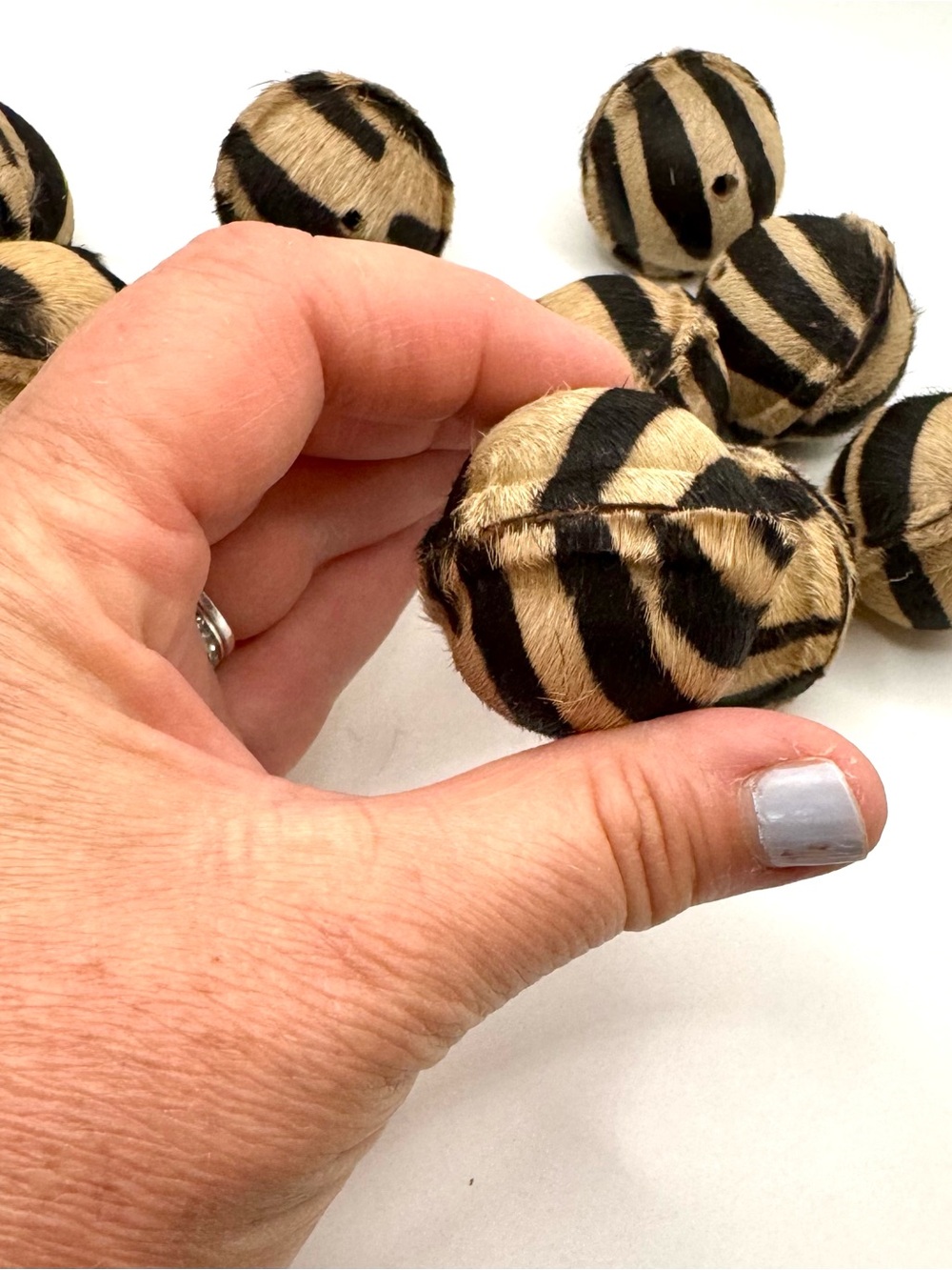 Lot of 10 pc Zebra Striped Hollow Beads for Tribal and Boho Jewelry Making